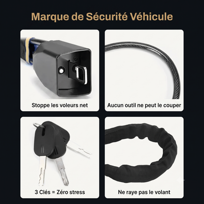 AntiVol Pro — Bloque-volant en acier avec câble et boucle de sécurité